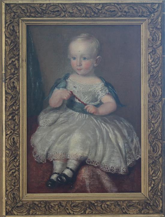 Oil on canvas, portrait of an infant, 30 x 21cm